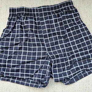 George Men Boxer Black White Plaid Cotton Blend Short Size s 28-30 NEW